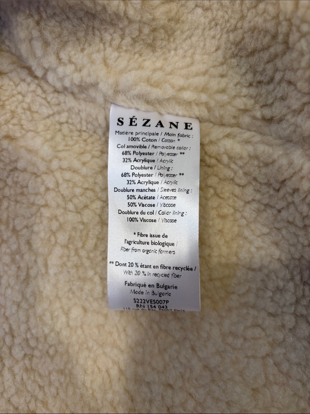 Sézane Will Pink Corduroy Faux Sherpa Removable-Collar Jacket Size XS - Picture 3 of 8